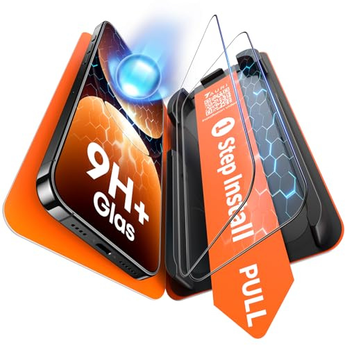 TAURI für iPhone 16 Plus / 15 Plus Panzerglas 6,7 Zoll - 2 Stück | mit Staubfreier 1-Schritt-Installation, 9H Glas Displayschutz, Full Screen Blasenfreie-Schutzfolie, Kompatibel mit Hülle