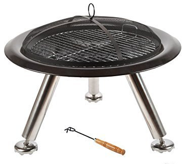 point-garden Feuerschale aus Edelstahl mit Grillauflage, Durchmesser 74cm