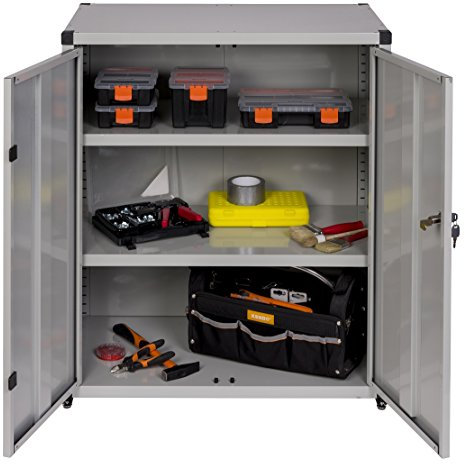 Kreher XL Metallschrank in Hellgrau mit 2 höhenverstellbaren Böden. Außenmaß 80 x 44 x 93 cm. Solide Konstruktion, TÜV geprüft.