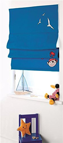 4UNIQ Rollo Raffrollo Sonnenschutz für das Kinderzimmer Pirat blau