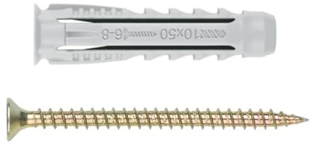 Index Fixing Systems BZTPPOTS08 Taco de Cuatro Segmentos con Tirafondo, 8 x 40 mm, 5 x 60 mm, Set de 6 Piezas