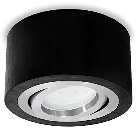SSC-LUXon LANTI Deckenspot schwarz silber Innenring rund schwenkbar - Aufbauspot mit LED 4W warmweiß - Deckenstrahler für Innenräume