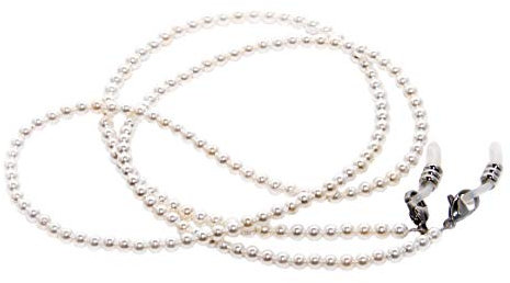 rainbow safety Brillenkette Brillenband Brillenhalter Schlangenkette Natürliche Edelstein Perlen Amazonit Achat Tigerauge Amethyst RC (Shell Pearl White)