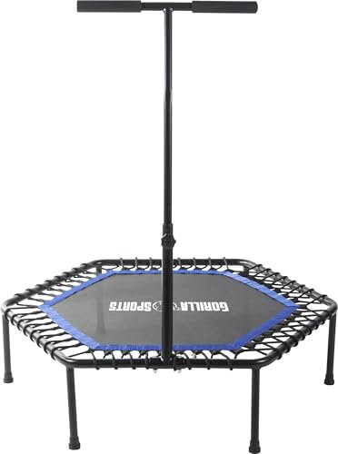 GORILLA SPORTS® Fitness Trampolin - 6-Fach Höhenverstellbarer Haltegriff, Leise Gummiseilfederung, 77cm Sprungfläche, bis 100kg Belastbar, Farbwahl - Fitness-Trampolin, Jumping Fitness, Indoor/Outdoor