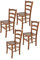 t m c s Tommychairs - Set 4 sillas Venice para Cocina y Comedor, Estructura en Madera de Haya Color Nuez Claro y Asiento en Madera