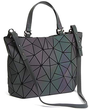 FZChenrry Geometrische leuchtende Geldbörsen und Handtaschen, holografisch, reflektierend, Umhängetasche, Regenbogen-Tragetasche, Schwarz (Nr. 1), Einheitsgröße