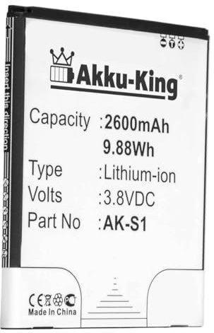 Akku-King Akku kompatibel mit Emporia AK-S1, AK-S1(V1.0) - Li-Ion 2600mAh - für Emporia Smart, Smart 1