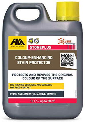 FILA Surface Care Solutions, Stoneplus Protettivo per Pietra Impregnante Ravvivante ad Azione Antimacchia, 1L, Giallo, 1 Unità (Confezione da 1)