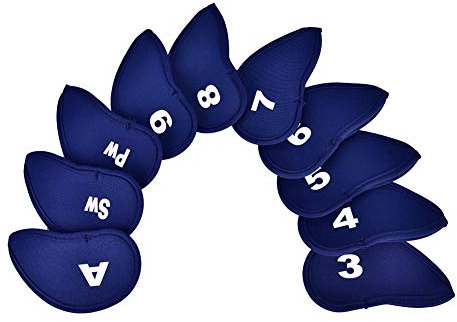 10Pcs Golf Head Cover, Iron Golf Club Protecter Golf Driver Headcovers Golf Training Tool(Blue)