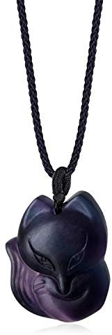 COAI Geschenkideen Unisex Glückskette mit Fuchs Anhänger aus Fluorit Amulett Kette Verstellbar