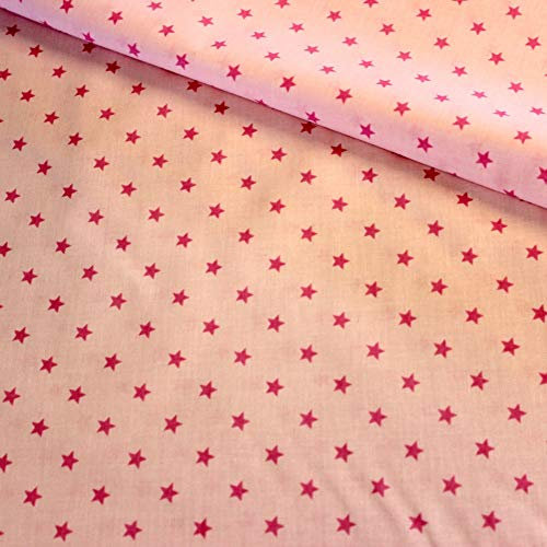 8,98€/m 100% Baumwolle 50x160cm Baumwollstoff Meterware Sterne Handwerken Nähen Stoff (Rosa Pink)