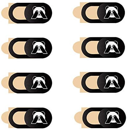 JeoPoom Cubierta Webcam[8 pcs], Webcam Cover Slider Diseño Ultra Fino, Tapar Camara Portatil, Anti-Hacker, Camera Cover para Ordenadores, PC, Portátiles, Tablets y Móviles(Patrón de Panda)