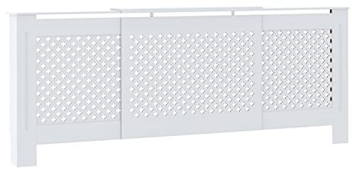 Tidyard 205cm MDF Radiator Cover Wooden Radiator Cover Heater Cover for Home Living Room White Model325555
