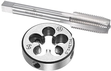 sourcing map M13 x 1,5 mm metrisches Gewindebohrer- und Schneideisen-Set, Maschinengewinde-Gewindebohrer mit runder Gewindeschneide, Gewindebohrer- und Schneideisen-Set für die Reparatur von Muttern,