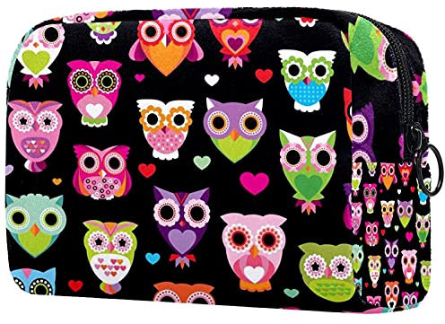 Kosmetiktasche mit Eulen-Motiv, groß, mit Reißverschluss, für Damen und Mädchen