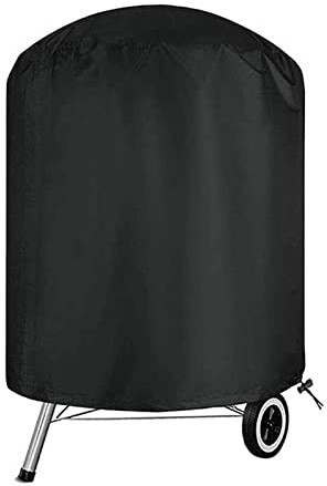 AWSAD Kugelgrill Abdeckung mit Kordelzug Rund BBQ Grillabdeckung Wasserdicht, Winddicht, UV-Beständig 210D Oxford Gewebe Grill-Abdeckhaube (Color : Black, Size : 90x85cm)