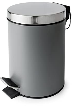 Blue Canyon Round Pedal Bin| Modern and Stylish Trash Can|3L Bin for Kitchen, Bathroom, Bedroom, Office| Anti-Fingerprint Outer Finish| Stainless Steel Rubbish Bin| Round Waste Bin| Slate