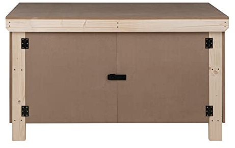 Wooden MDF Workbench With Lockable Cupboard - Garage Work Table (Single Shelf, 5ft)