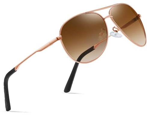 wearPro Polarised-Sunglasses-Mens-Womens-Pilot Sunglasses Unisex UV400 Protection Polarized Sun Glasses Black Unisex Classic Vintage Style Ultralight Shades For Driving(Gradient Brown)