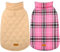 Kuoser Hundemantel Winter, Hundejacke für Mittelgroßer Hunde, Mittelgroßer Hundemantel Fleece Wasserdicht und Warm, Outdoor Hundemantel mit Geschirr Loch Karierte Wendejacke, M