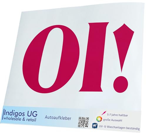 INDIGOS UG Auto Aufkleber Oi! - 300x166mm pink - konturgeschnittener Autoaufkleber ohne Hintergrund - Selbstklebender Sticker für Auto, Fenster, Bus oder LKW - UV-beständig & wetterfest - Tuning