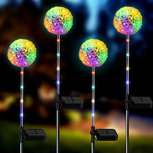 Amouhom Solarleuchten für Garten, 4 Stück LED Solarlampen für Außen IP65 Wasserdicht Wegebeleuchtung Gartenlampen für Terrasse, Stufen, Treppen, Hof und Weihnachtsdeko