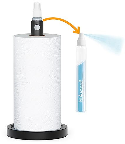 SpaceAid SprayNeat Porte-Serviettes en Papier avec Flacon pulvérisateur, avec pulvérisateur à l'intérieur du Centre, Rouleau d'essuie-Tout pour Cuisine, Salle de Bain, Noir