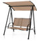 COSTWAY 2 Seater Garden Swing Chair, Powder Coated Metal Frame Rocking Hammock Bench with Adjustable Canopy, Outdoor Patio Yard Poolside Swing Lounger Seat (163 x 134 x 170cm, Beige)