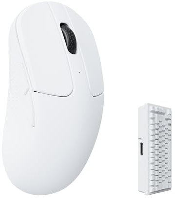 Keychron M3 Mini 4K Wireless Bluetooth 5.1/2.4 GHz/Wired Mouse Ottico, Ultra-Leggero, 55g Programmabile PixArt 3395 Sensore Fino a 26.000 DPI/650 IPS per Windows Mac Linux - Bianco