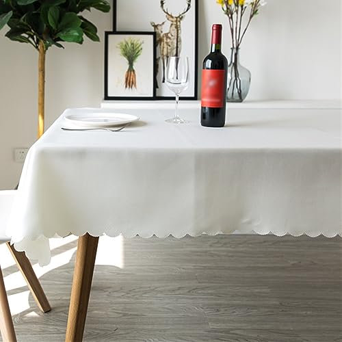 Reyox Mantel Poliéster Antimanchas Lavable para Fiesta Cocina Comedor Mesa Marfil 220 x 220 cm Cuadrado