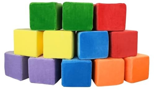 Wonder Space Peluche Schiuma Costruzioni - Costruire Pila Asilo Giocattoli Per Bambini Piccoli, Morbido e Liscio, Apprendimento Precoce, Abilità Motorie e Cervello Sviluppo (Piazza, Arcobaleno)
