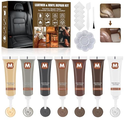 Leather Restorer Kit - 7 Color Leather Filler, Paste & Scratch Repair for Sofas, Car Seats & Jackets