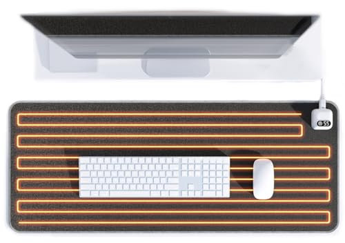 LANMOU Beheizte Mauspad Beheizte Schreibtischunterlage Wasserdichte Warme Mausmatte Elektrische Warme Schreibtischunterlage mit 5 Heizstufen und 3 Stunden Automatischer Abschaltung (52 * 26cm)
