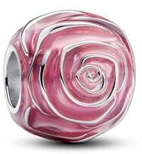 PANDORA Moments Rosafarbene Blühende Rose Charm aus Sterling Silber, Kompatibel Moments Armbändern, 793212C01
