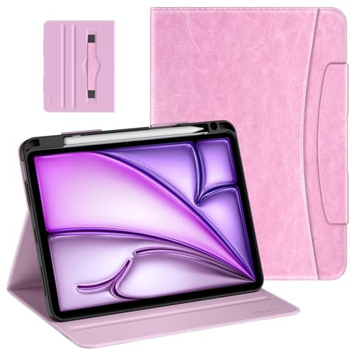 MoKo Custodia per iPad Air 11 Pollici (M3 2025 / M2 2024) e iPad Air 5a/4a Gen 2022/2020 10,9 Pollici, Cover Protettiva con Portapenne, Custodia Folio in Pelle PU con Supporto, Rosa
