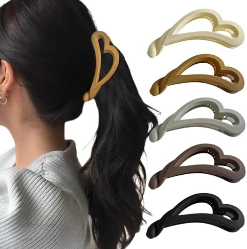 Ypkia 5 Stück Bananen Haarklammern Vintage Bananen-Haarspange Pferdeschwanz Halter Bananen-Clips Fisch-Clips Haarschmuck Für Damen Und Frauen(Herzförmig)
