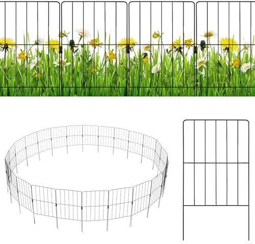 SOARS 25 Stück Gartenzaun, Teichzaun 60cm hoch, dekorative Zäune Komplettset Metall, Gitterzaun zum stecken, Hundezaun, Schwarz