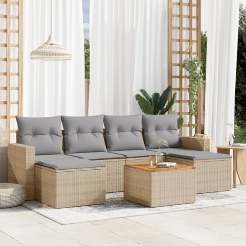 SECOLI Conjunto de muebles de jardín de ratán con espacio de almacenamiento, XXL, muebles de terraza, sofá de salón, grupo de asientos de ratán, muebles de esquina, juego de muebles de balcón, color