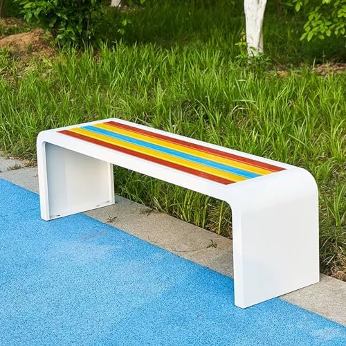 SORVA Gartenbank, Außenbänke mit Stahlrahmen, Parkbank, Terrassenbank aus Metall, wetterfeste Terrassensitzgelegenheit, 500 kg/1102 lb Tragkraft, für Parkgarten, Terrasse und Lounge (Farbe: bunt,