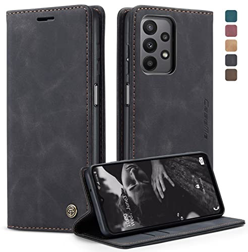 Cracedily Coque pour Samsung Galaxy A23 5G Pochette, Etui Protection Housse Premium en Cuir PU,Etui à Rabat Pochette de Portefeuille Étui pour Samsung A23 5G Case, Noir
