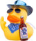 Mwmoeen Gummi Ente Auto Ornament, Gelbe Ente Auto Armaturenbrett Dekorationen Zubehör mit Mini Cowboyhut Schal Sonnenbrille und niedliche Flasche, 6.5cm