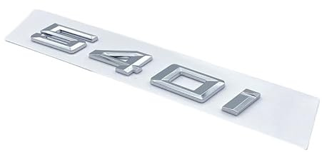 ALMVIS Schriftart, Zahlen, Buchstaben, 520i, 523i, 525i, 530i, 535i, 540i, ABS-Emblem, Passend Fit for BMW 5 GT-Serie E39 E60 E61 F10 F11, Kofferraum-Logo-Aufkleber Auto-Logo-Aufkleber(Silver 540i)