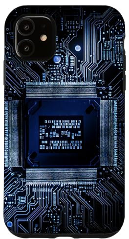 Carcasa para iPhone 11 Placa base Microchip Circuit IT Ordenador Fondo Azul