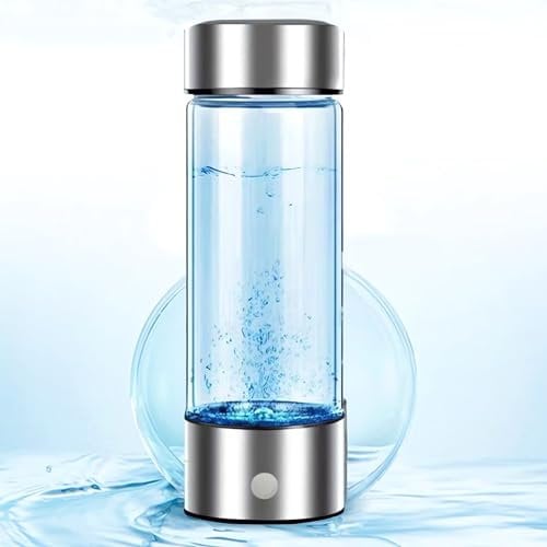 Botella de Agua de Hidrógeno con Tecnología PEM y SPE,Hasta 900PPB, Generador de Agua con Hidrógeno portátil, Ionizador de Agua de Vidrio de Nueva Tecnología de 420 ml