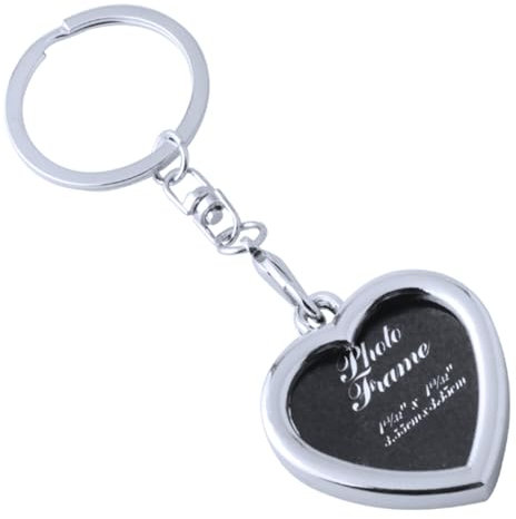 Roar Schlüsselanhänger Foto Herz, Keyring Photo Bild Anhänger in Herzform aus Metall für eigene Bilder (Herz)