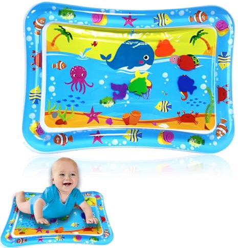 SULIUDAJI 1 Pieza Alfombra de Agua Juegos Bebe 66x50cm PVC Almohadilla Agua Inflable Water Play Mat con Vida Marina Flotante Juguetes Sensoriales para Tummy Time Bebe Unisex 3 6 9 12 Meses