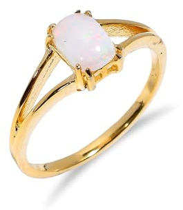 Stone House Natürlicher äthiopischer Opalring mit Geburtsstein für Oktober für Frauen, Feueropal, 925er Sterlingsilber, Jahrestags- und Hochzeitsschmuckring (R021)