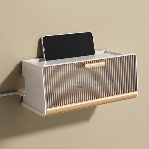 Gaxcent Router-Regal, Wandmontage, WLAN-Router, Aufbewahrungsbox, Große Kapazität, Steckdosenleiste, Steckdose, Kabelaufbewahrungskoffer Für Zuhause,A