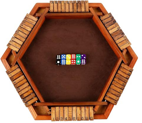 OASIS: Shut-The-Box Würfelspiel, klassisches Mathespiel aus Holz mit 12 bunten Würfeln für 2–6 Spieler, Brettspiel für Familie, Klassenzimmer, Zuhause, Party oder Pub, perfektes Spiel für jeden Anlass