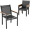 LIFERUN Sedie Da Giardino set da 4, Sedia impilabile per sala da pranzo in alluminio, Corrimano in WPC, Sedie Da Esterno Per Esterni, per terrazza, balcone, terrazza, piscina, ristorante, Nero